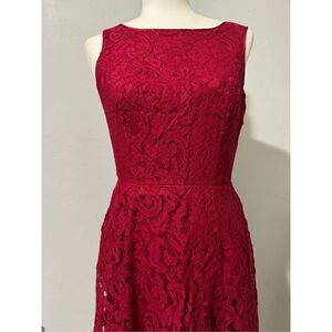 Adrianna Papell Deep red Burgandy lace sleeveless dress  4